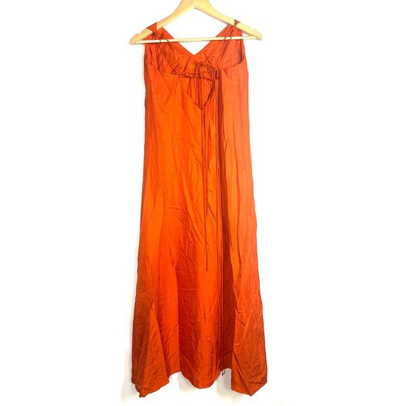 Rohe Silk Slip Dress Sleeveless V-Neck Flowy Maxi Cocktail Orange EU 36 US 4 - Picture 4 of 9